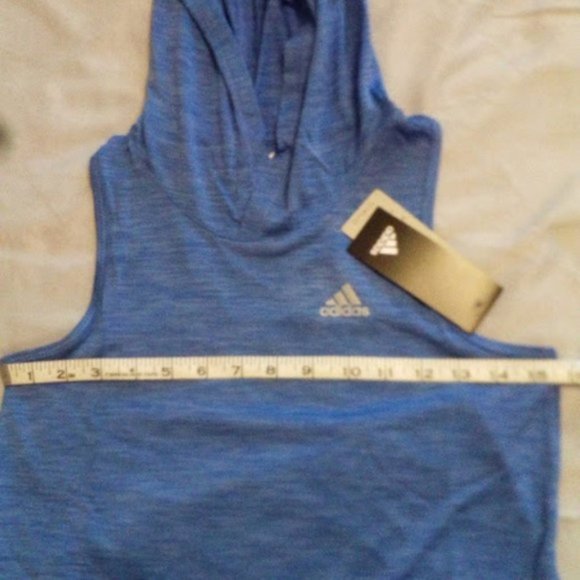 New Adidas Racer Back Purple Brushed Look Sleeveless Hoodie Girls Size US L/G - Picture 9 of 12